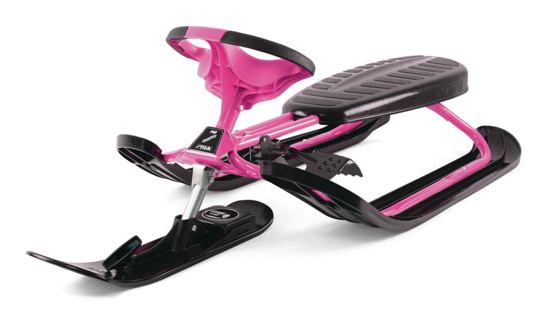Stiga GT Racer Curve Kids' 1-Person Winter Snow Ski Sled with Steering Wheel & Brakes, Assorted Colours V6