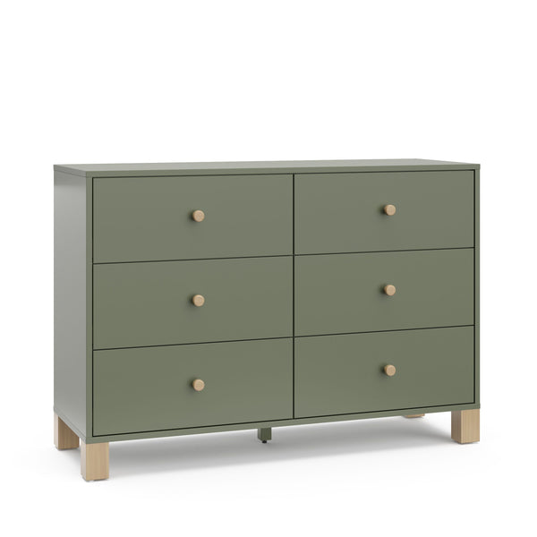 Storkcraft California 6-Drawer Olive/Driftwood Double Dresser/Chest P9