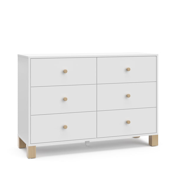 Storkcraft California 6-Drawer White/Driftwood Double Dresser/Chest U4