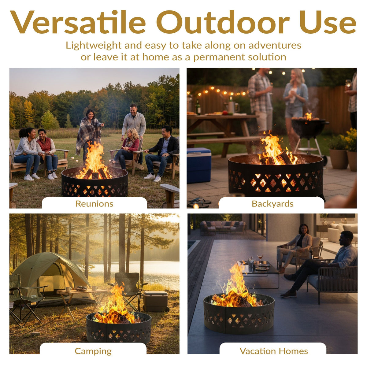 Sunnydaze Decor Cut Out Wood-Burning Fire Ring, 36-in