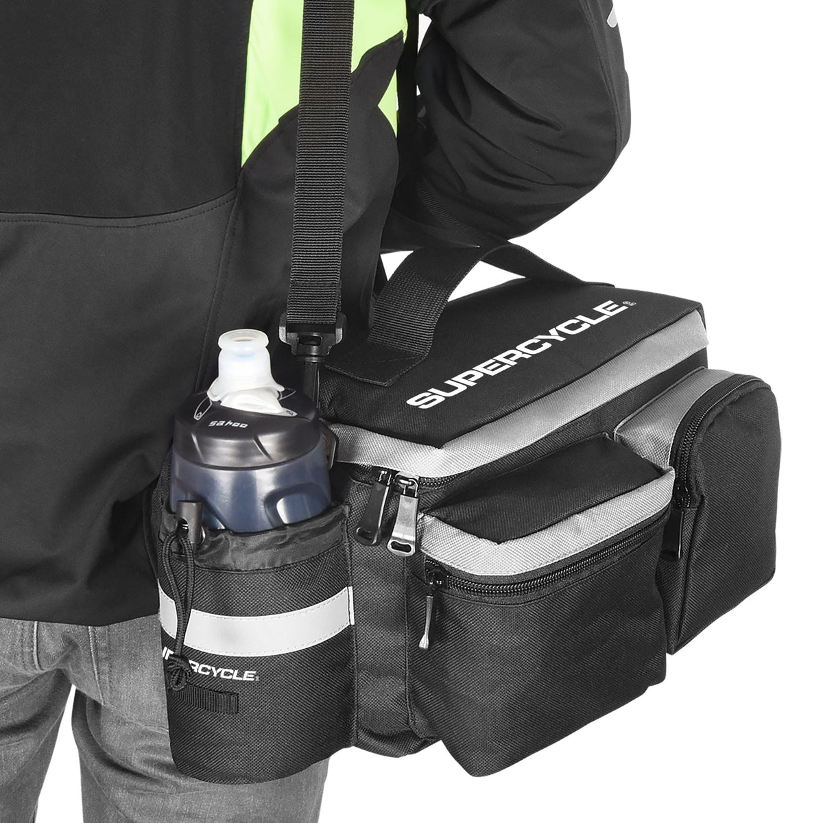 Supercycle Rack Top Bike Bag withAluminum Foil & Reflective Strip, 8L, Black