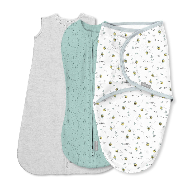 SwaddleMe Comfort Easy Change Swaddle, Little Bees, Small/Medium, 3-pk W7