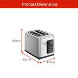 T-fal 2-Slice Stainless Steel Digital Toaster, Extra wide slots, 7 Browning levels