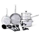 T-Fal Cook and Strain Stainless Steel Cookware Set, 15-pc