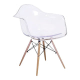 Take Me Home Clear Plastic Bucket Armchair with Wood Legs
