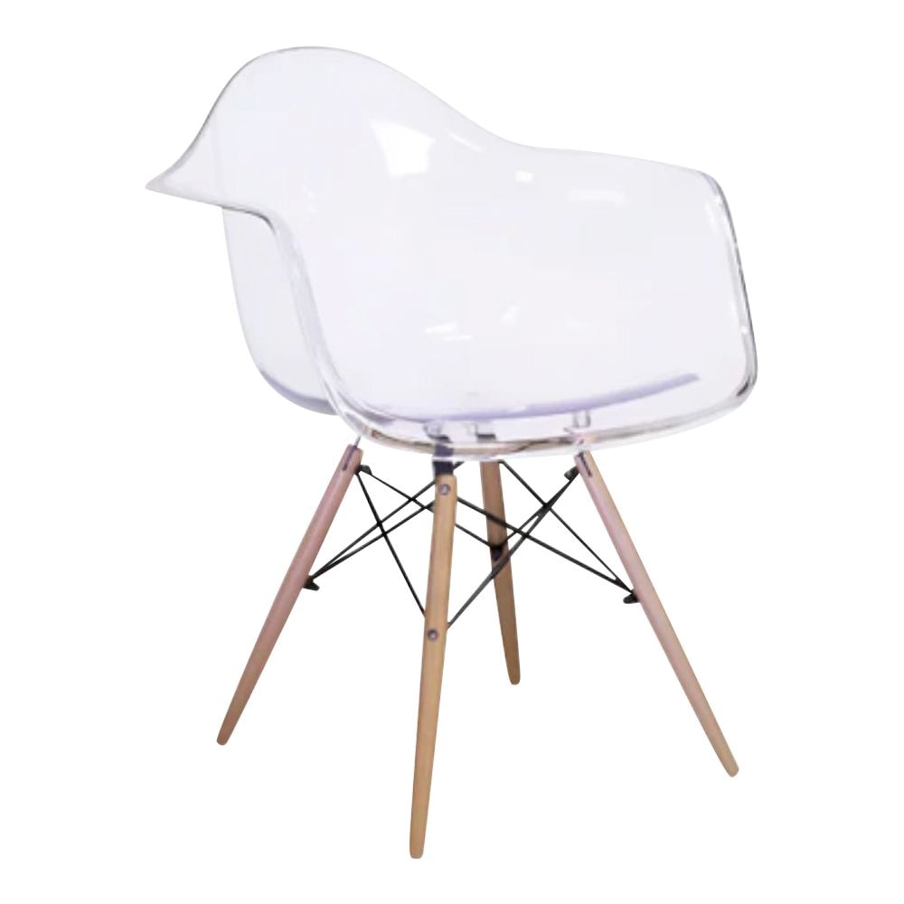 Take Me Home Clear Plastic Bucket Armchair with Wood Legs