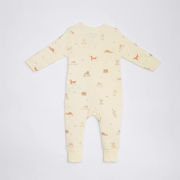 The Elk Baby Dog Print Premium Organic Cotton Play and Grow Rib Foot Zippy, Various Sizes P1