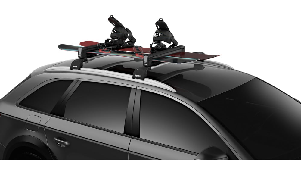 Thule SnowPack Stainless Steel Roof Top Mount Ski/Snowboard Rack, Medium, Black, 2-pc