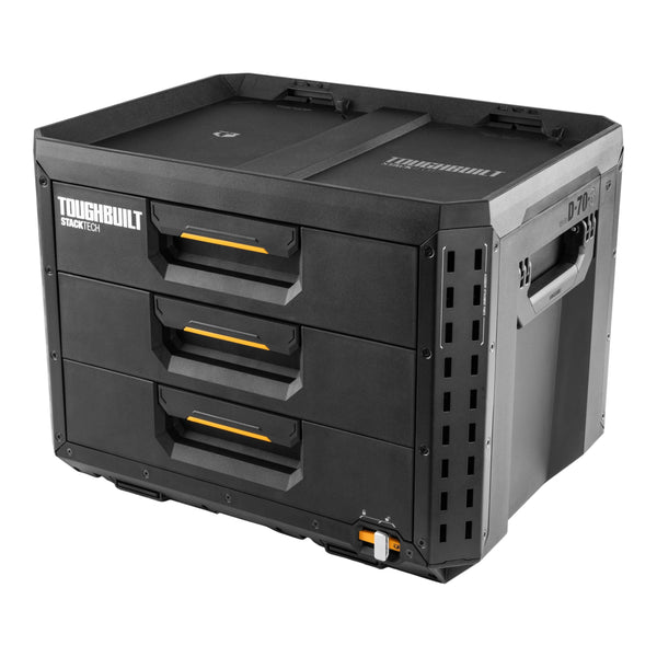 ToughBuilt StackTech XL 3-Drawer Auto-Locking Portable Modular Tool Box, Black I1