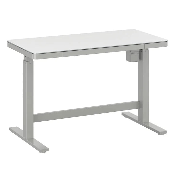 Tresanti Tessa 119.4 cm (47 in.) Adjustable Height Desk with LED Lighting, White J0