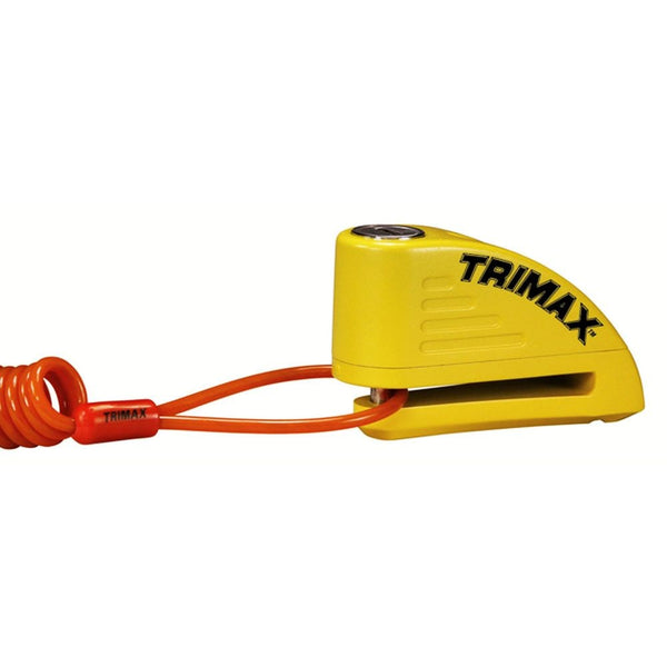 Trimax Alarmed Disc Lock with 8mm Pin, Yellow with Pouch & Cable E1