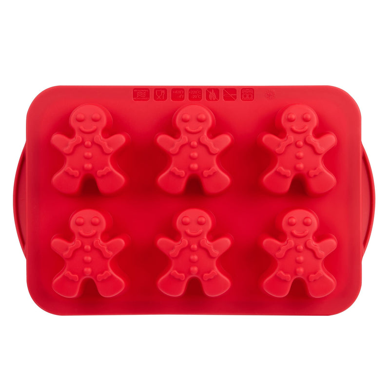 Trudeau Dishwasher Safe Red Silicone Gingerbread Pan, 6-pk Q5