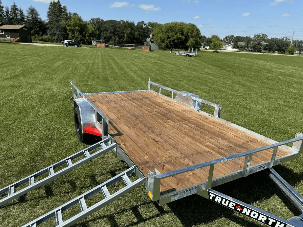 True North 83-in x 14-ft Utility Trailer with Gate & Side ATV Ramps, Galvanized