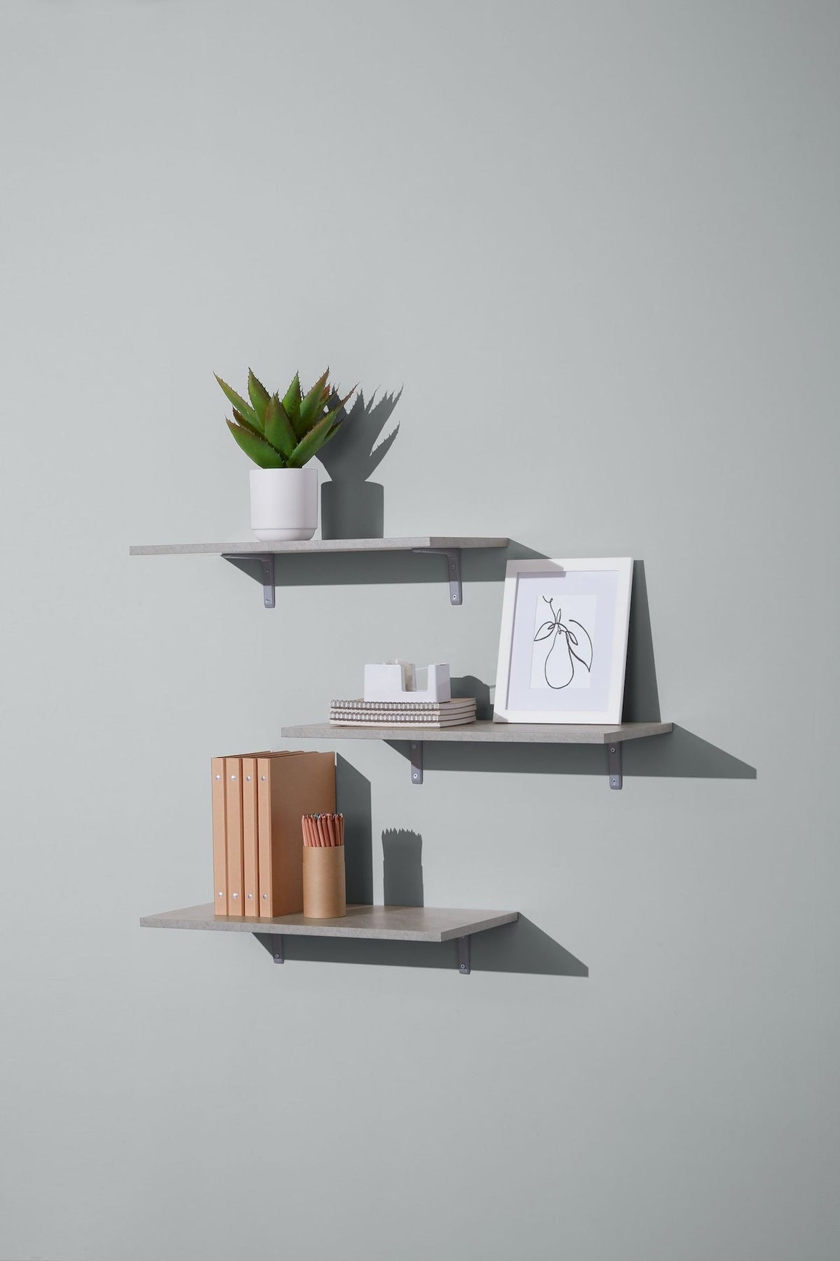 type A Floating Wall Shelf Board, Grey Concrete, 12 x 24-in