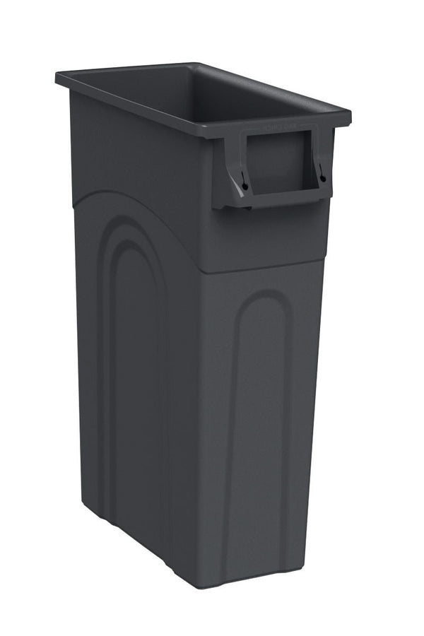 United Solutions Plastic Tall Slim Rectangular Garbage Can, Black, 87-L S0