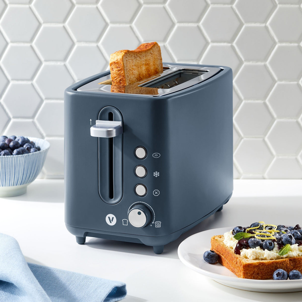 Vida by PADERNO Colour Series 2-Slice Toaster with 3 Settings, Bluefin