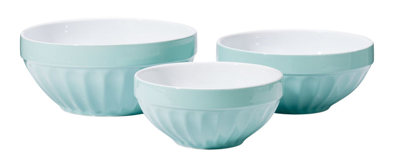 Vida by PADERNO White/Blue Ceramic Mixing Bowl Set, 3-pc D4