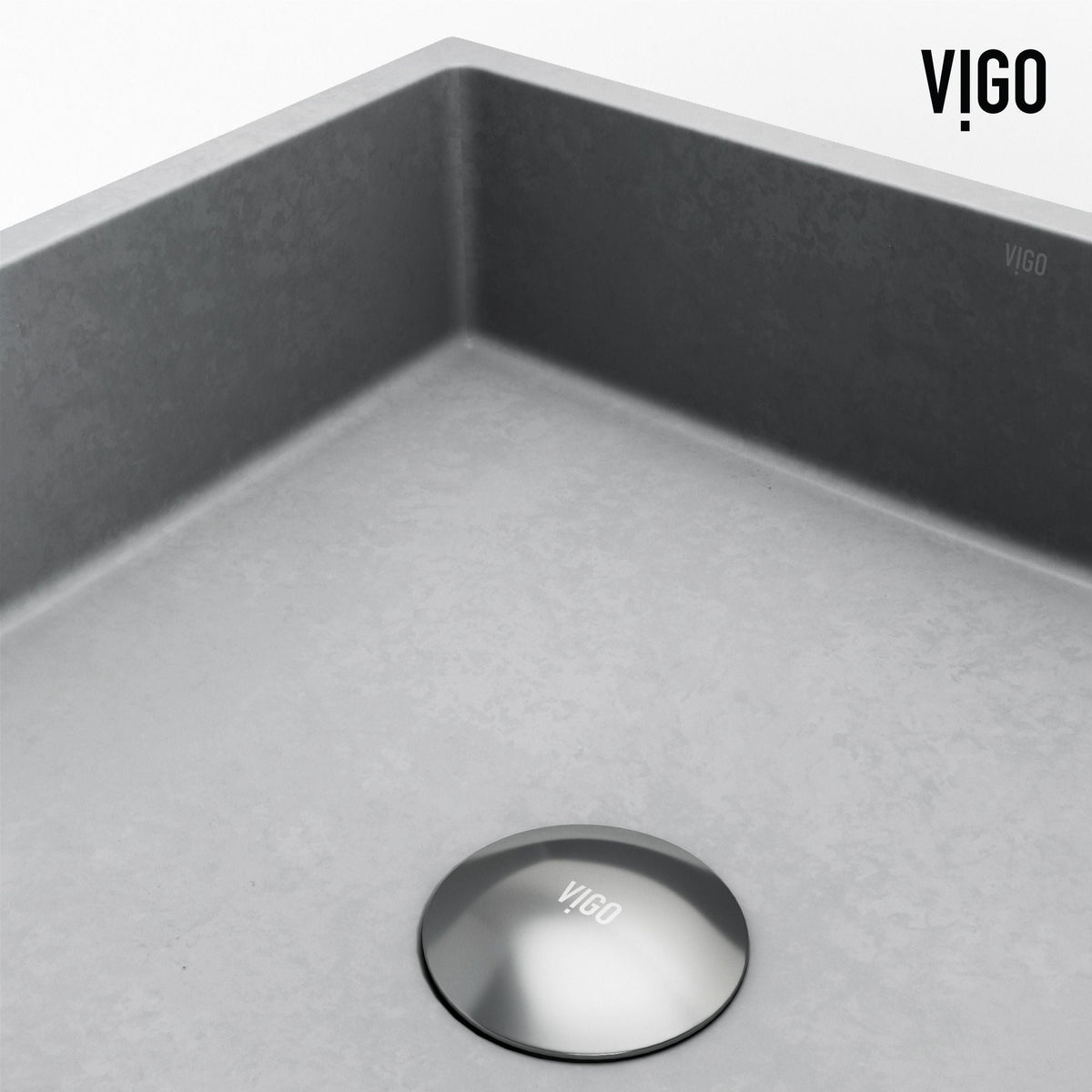 VIGO Alhambra Gothic Concreto Stone 15x15-in Deep Grey Bathroom Sink/Basin with Square Vessel