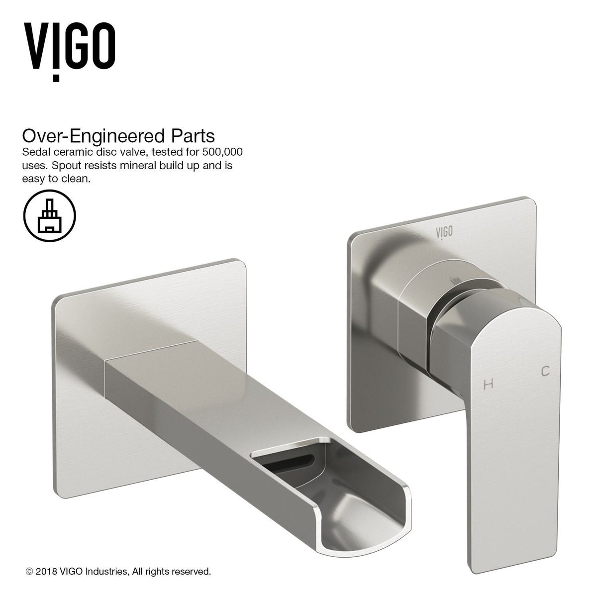 VIGO Atticus Brushed Nickel Wall Mount Bathroom Faucet