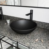 VIGO Cavalli MatteShell Matte Black Bathroom Sink/Basin Set with Gotham Faucet and Round Glass Vessel