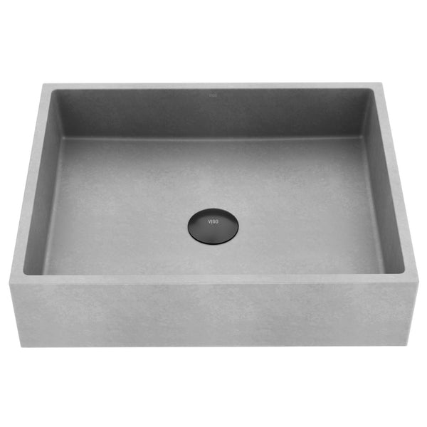 VIGO Coca Gothic ConcretoStone 19x15-in Deep Grey Bathroom Sink/Basin with Rectangular Vessel K5