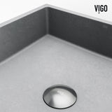 VIGO Coca Gothic ConcretoStone Grey Bathroom Sink/Basin Set with Cass Faucet and Rectangular Vessel
