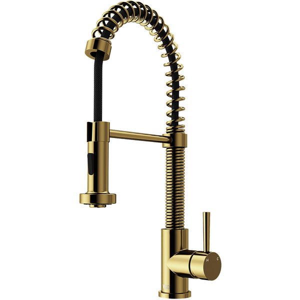 VIGO Edison Single Handle Pull Down Sprayer Kitchen Faucet, Matte Gold O5