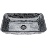 VIGO Glass Rectangular Vessel Bathroom Sink/Basin with Rounded Edges & Deep Bowl, Titanium