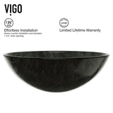 VIGO Glass Round Vessel Bathroom Sink/Basin with Deep Bowl, Gray