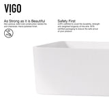 VIGO Jasmine MatteStone White Bathroom Sink/Basin Set with Lexington Faucet and Rectangular Composite Vessel