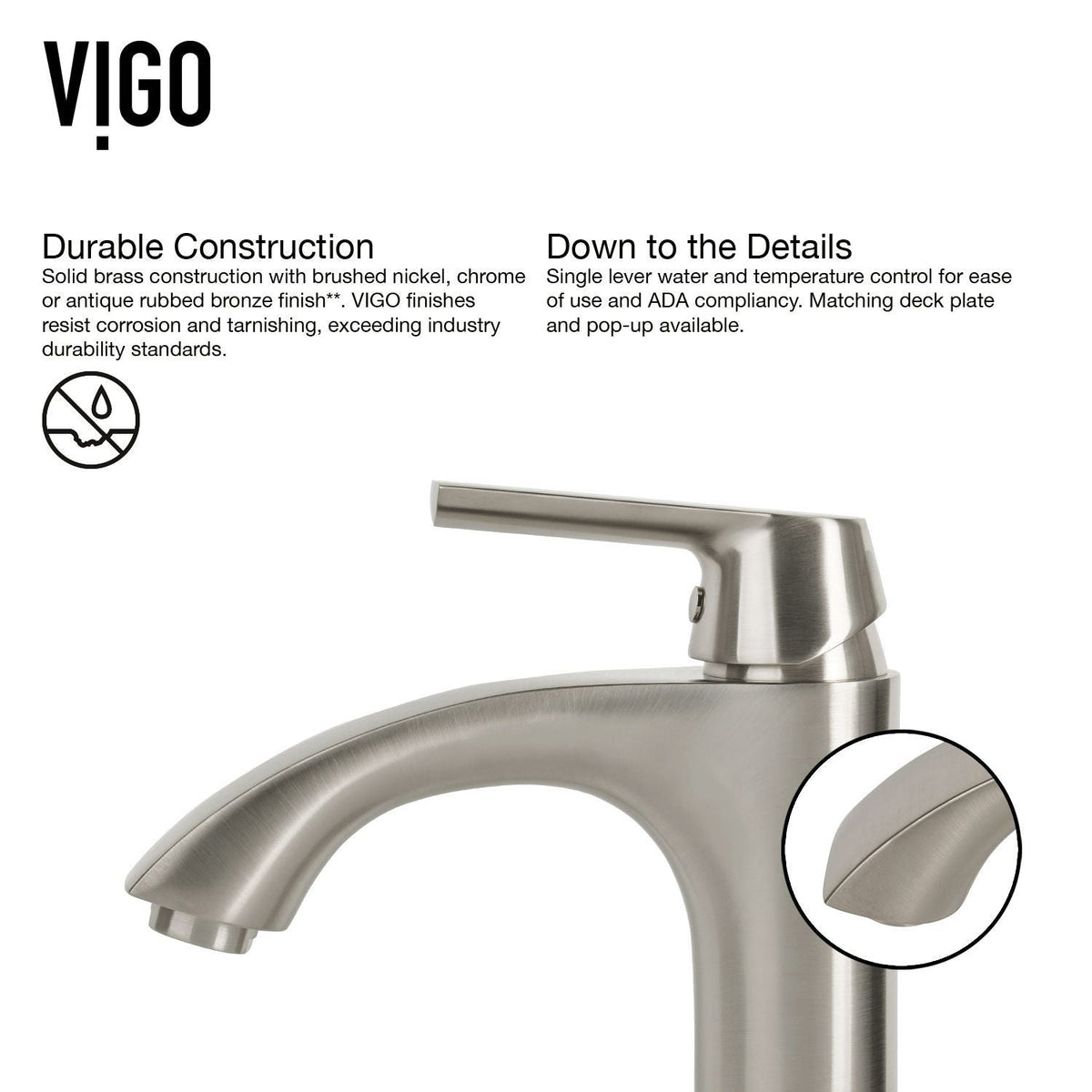 VIGO Linus Single Handle Vessel Sink Bathroom Faucet, Brushed Nickel