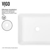 VIGO Marigold MatteStone Matte White Bathroom Sink/Basin Set with Niko Faucet and Rectangular Composite Vessel