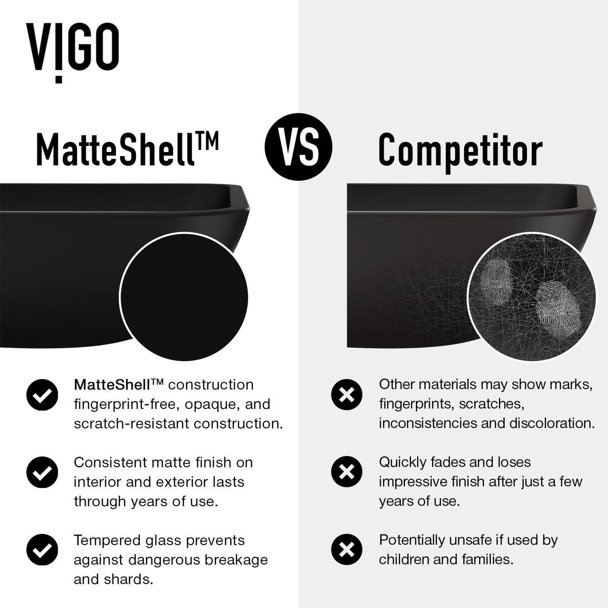 VIGO Modus Glass Round Vessel Bathroom Sink/Basin with Rounded Edges & Deep Bowl, Black
