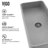 VIGO Palazzo Gothic ConcretoStone 24x11-in Deep Grey Bathroom Sink/Basin with Rectangular Vessel