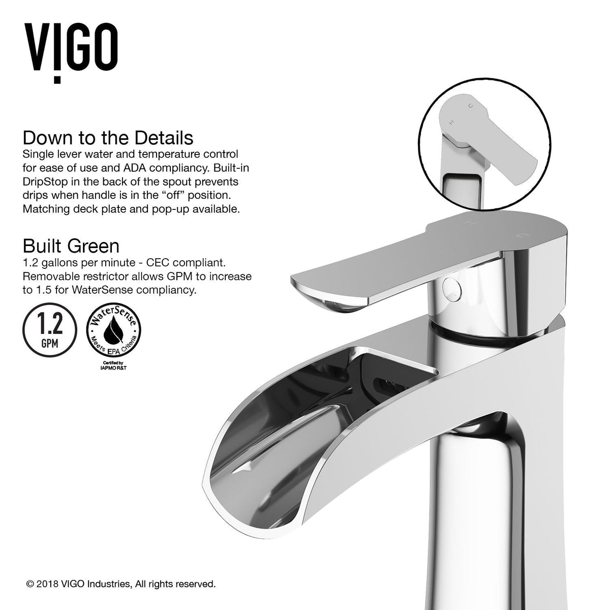 VIGO Paloma Single Handle Single Hole Bathroom Sink Faucet, WaterSense Certified, Chrome