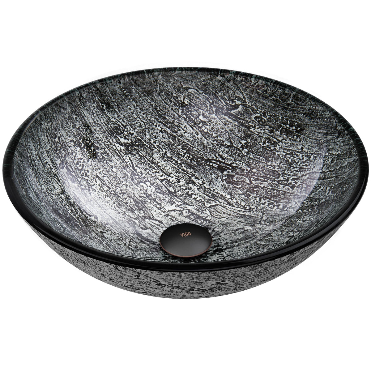 VIGO Round Glass Vessel Bathroom Sink/Basin with Deep Bowl, Titanium