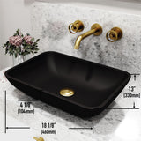 VIGO Sottile MatteShell Matte Black Bathroom Sink/Basin Set with Cass Wall Mount Faucet and Glass Rectangular Vessel