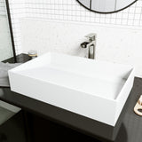 VIGO Starr Modern MatteStone 23x15-in Deep White Bathroom Sink/Basin with Rectangular Vessel