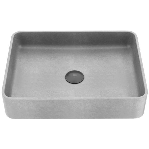 VIGO Tarragona Gothic ConcretoStone 19x14-in Deep Grey Bathroom Sink/Basin with Rectangular Vessel J4