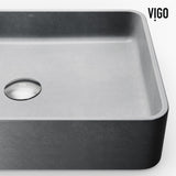 VIGO Tarragona Gothic ConcretoStone Grey Bathroom Sink/Basin Set with Dunn Faucet and Rectangular Vessel