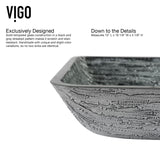 VIGO Titanium Glass Slate Grey Bathroom Sink/Basin Set with Lexington Faucet and Rectangular Vessel