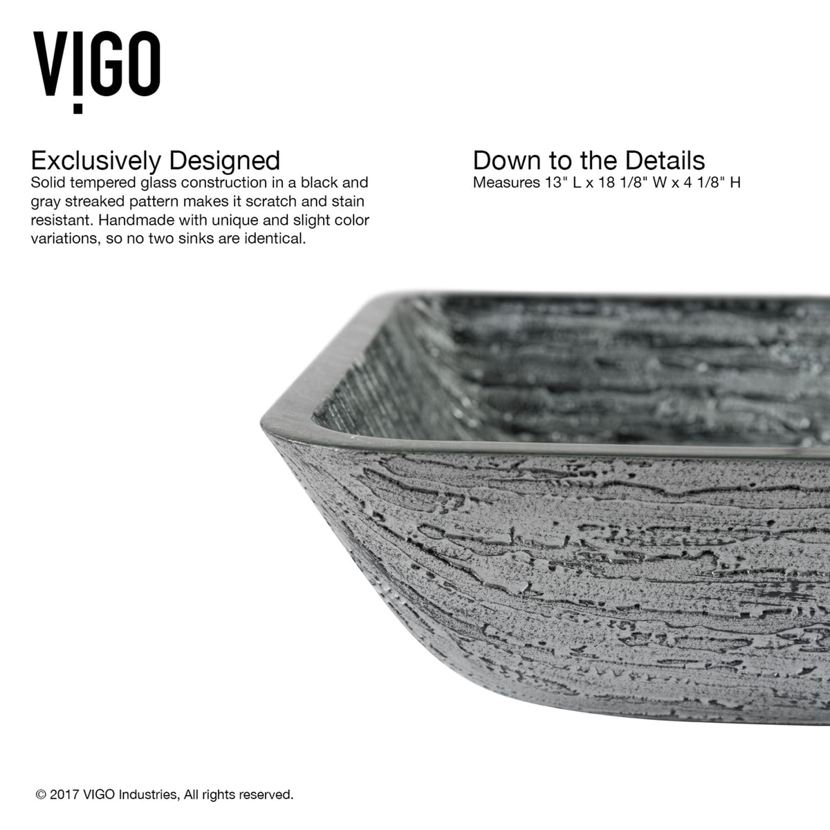 VIGO Titanium Glass Slate Grey Bathroom Sink/Basin Set with Niko Faucet and Rectangular Vessel
