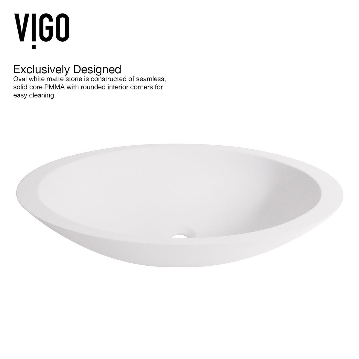VIGO Wisteria MatteStone White Bathroom Sink/Basin Set with Amada Faucet and Oval Composite Vessel