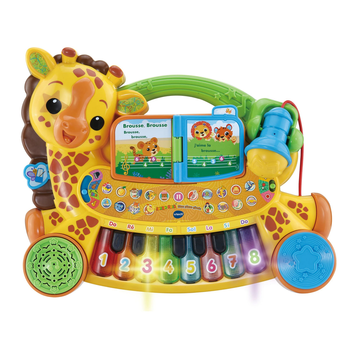 VTech Zoo Jamz Giraffe Piano (French Version), Battery Operated, Microphone included