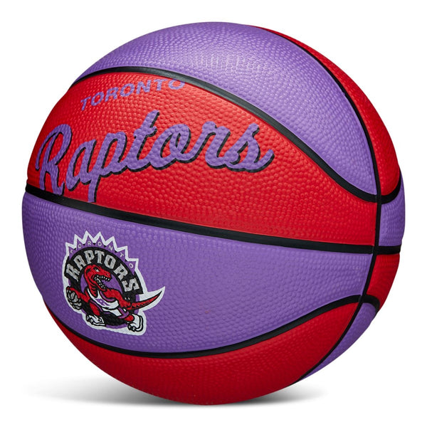 Wilson NBA Toronto Raptors Kids' Mini Outdoor Basketball, Size 3 (22.5-in), Purple/Red A3