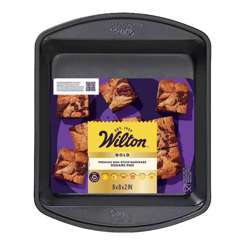 Wilton Gold Premium Non-Stick Bakeware Square Cake Pan, 8x8x2-in N1