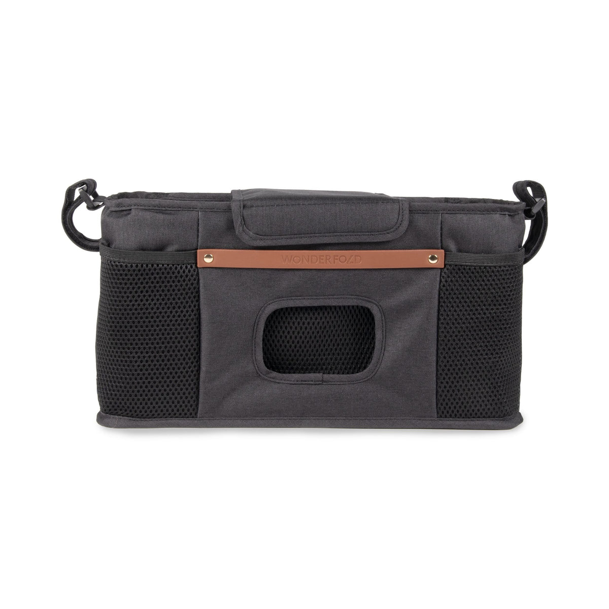 WonderFold Parent Console with 2 Insulated Cupholders, Black