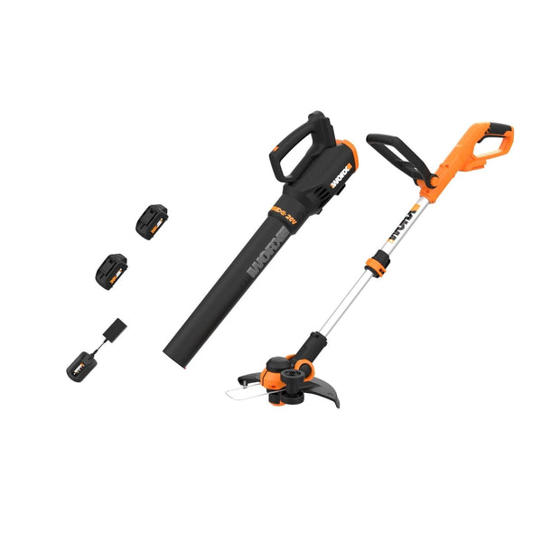 WORX WG929 20V Power Share Cordless Grass Trimmer & Leaf Blower Combo Kit L9