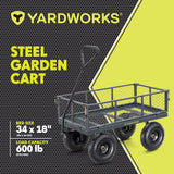 Yardworks Steel Tray 4-Wheel Removable-Sides Mesh Yard/Garden Cart 600 lb