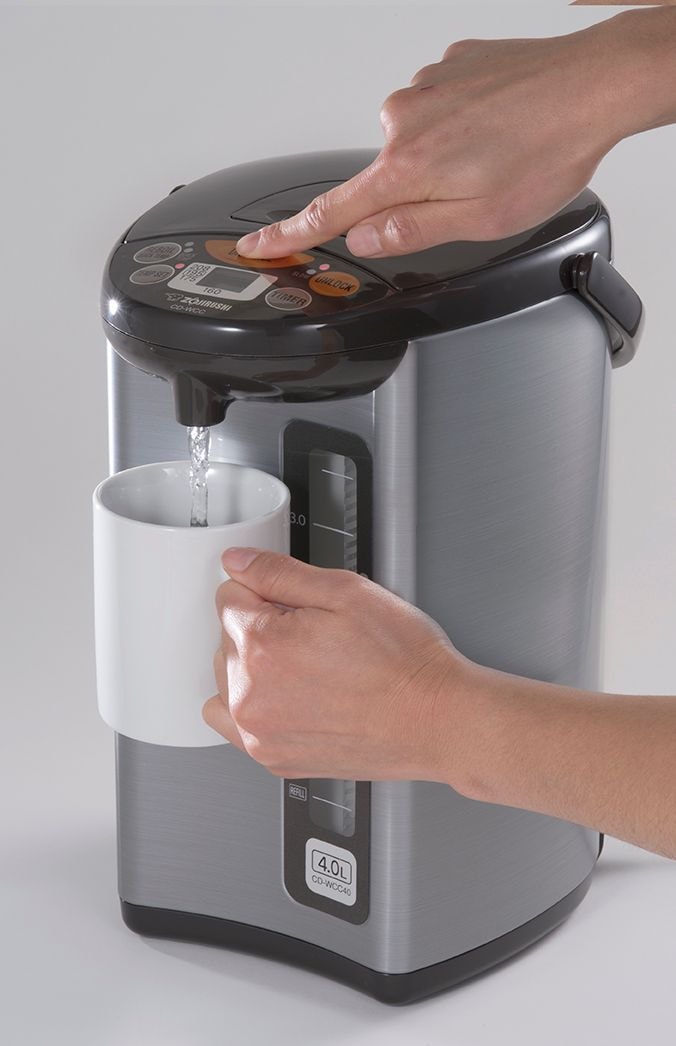Zojirushi Electric Hot Water Boiler, Warmer & Dispenser, Black/Stainless Steel, 4-L M0